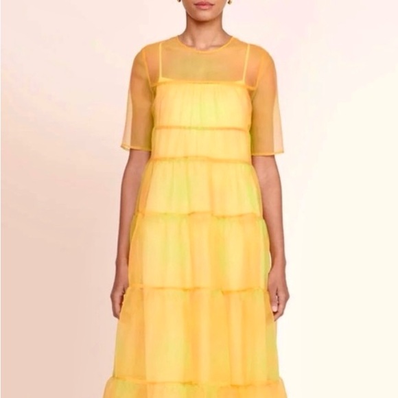 🌺🎉HP🎉🌺 NWT Staud Hyacinth Organza Tiered Maxi Dress Multi Sunray - Picture 7 of 16